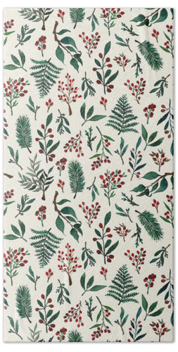 Christmas Berries Pattern - Beach Towel