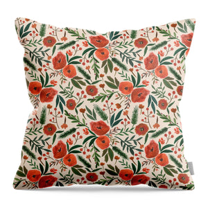 Christmas Floral Pattern - Throw Pillow