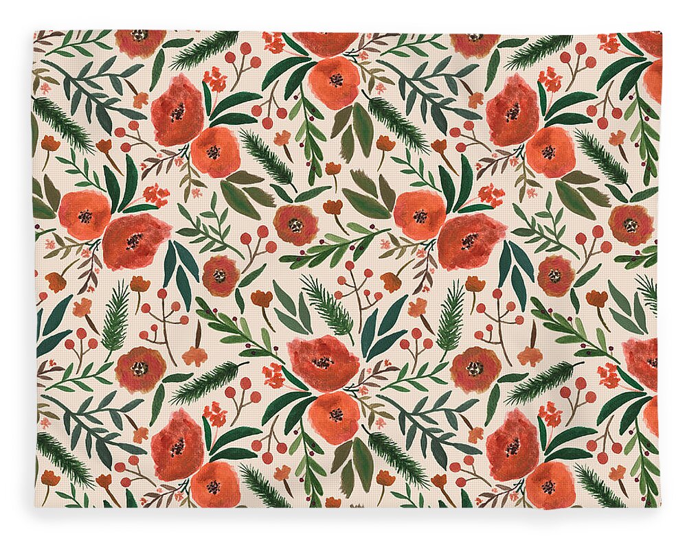 Christmas Floral Pattern - Blanket