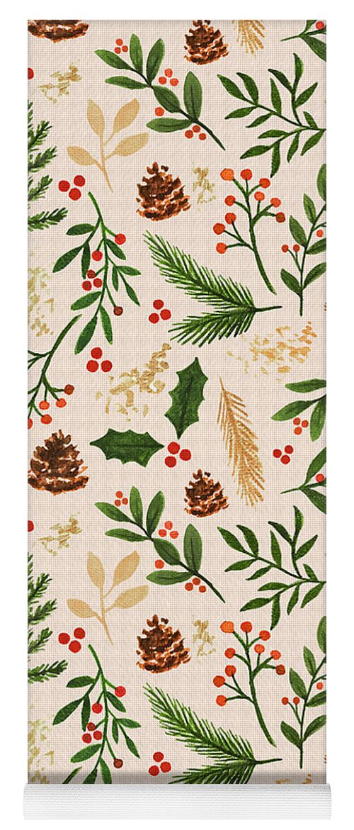 Christmas Watercolor Pattern - Yoga Mat
