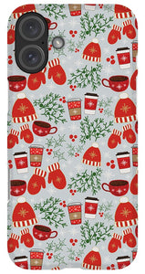 Coffee and Mittens Christmas Pattern - Phone Case