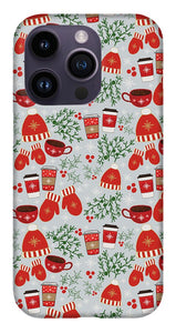 Coffee and Mittens Christmas Pattern - Phone Case