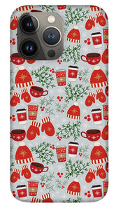 Coffee and Mittens Christmas Pattern - Phone Case