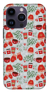 Coffee and Mittens Christmas Pattern - Phone Case