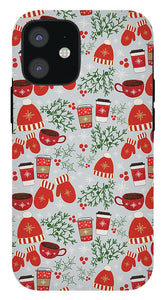 Coffee and Mittens Christmas Pattern - Phone Case