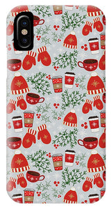 Coffee and Mittens Christmas Pattern - Phone Case