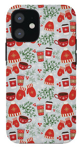 Coffee and Mittens Christmas Pattern - Phone Case