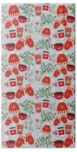 Coffee and Mittens Christmas Pattern - Beach Towel
