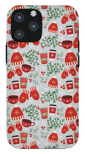 Coffee and Mittens Christmas Pattern - Phone Case