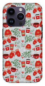 Coffee and Mittens Christmas Pattern - Phone Case