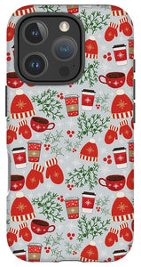 Coffee and Mittens Christmas Pattern - Phone Case