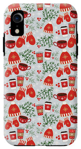 Coffee and Mittens Christmas Pattern - Phone Case