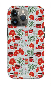 Coffee and Mittens Christmas Pattern - Phone Case