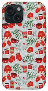Coffee and Mittens Christmas Pattern - Phone Case