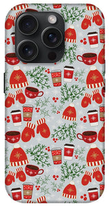 Coffee and Mittens Christmas Pattern - Phone Case