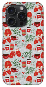 Coffee and Mittens Christmas Pattern - Phone Case