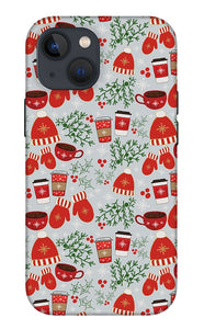 Coffee and Mittens Christmas Pattern - Phone Case