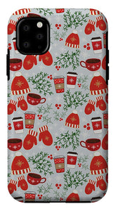 Coffee and Mittens Christmas Pattern - Phone Case