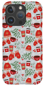 Coffee and Mittens Christmas Pattern - Phone Case