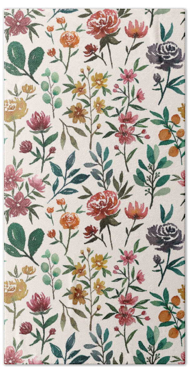 Colorful Watercolor Flowers - Beach Towel