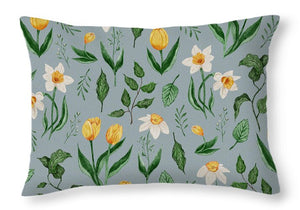 Daffodils and Tulips Pattern - Throw Pillow