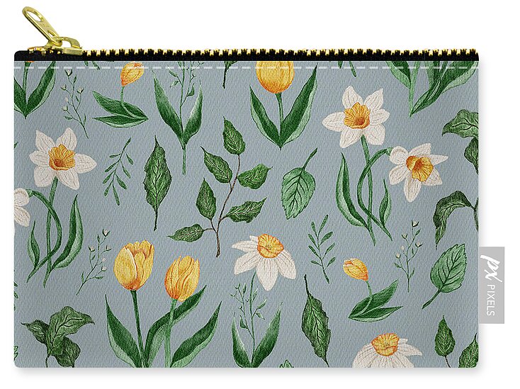 Daffodils and Tulips Pattern - Zip Pouch