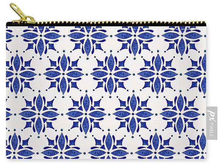Dark Blue Tile Pattern - Zip Pouch