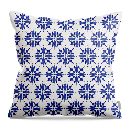 Dark Blue Tile Pattern - Throw Pillow