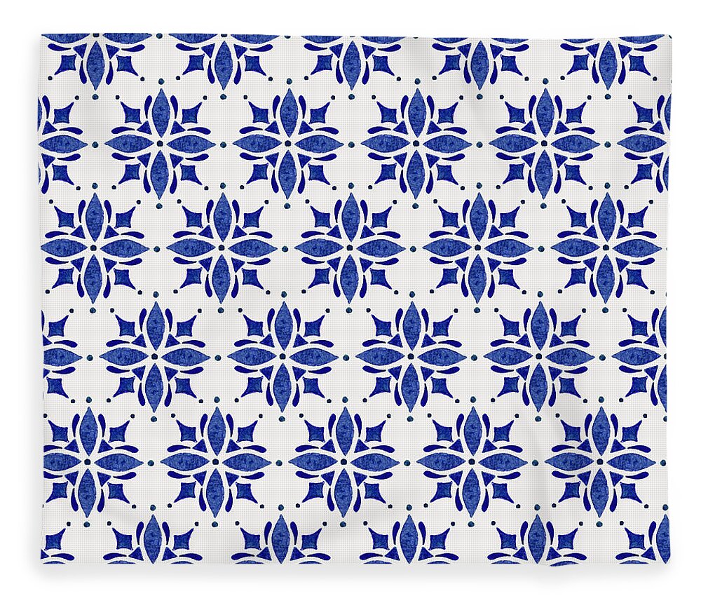 Dark Blue Tile Pattern - Blanket