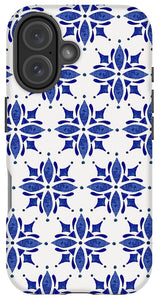 Dark Blue Tile Pattern - Phone Case
