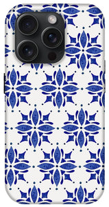 Dark Blue Tile Pattern - Phone Case