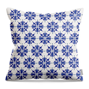 Dark Blue Tile Pattern - Throw Pillow