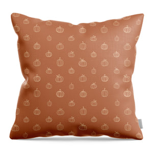 Dark Orange Pumpkin Pattern - Throw Pillow