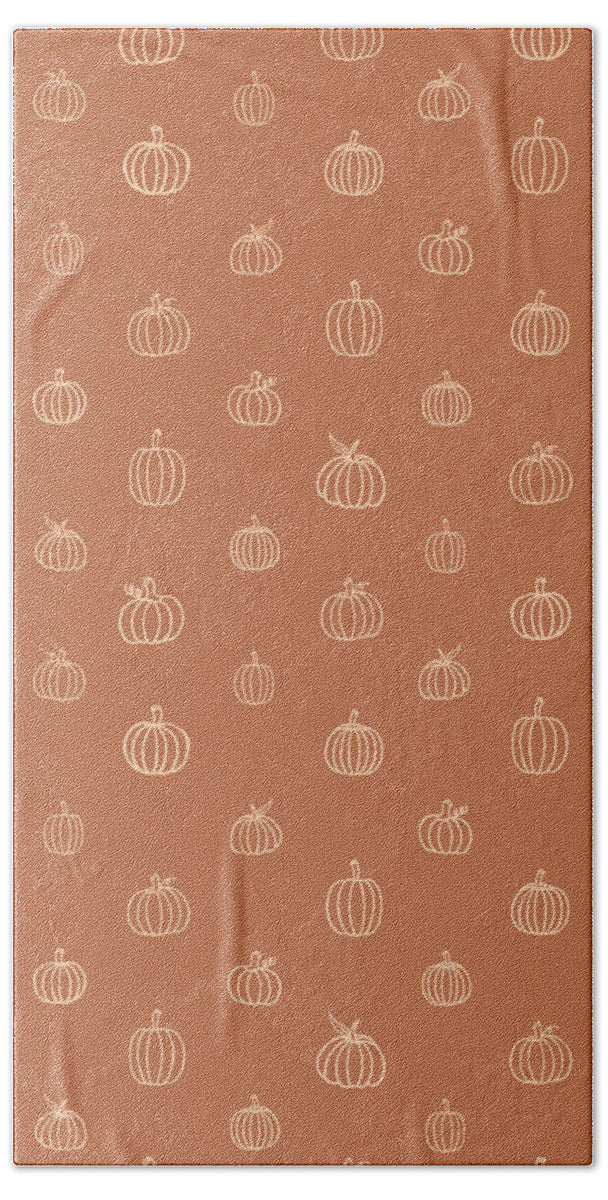 Dark Orange Pumpkin Pattern - Beach Towel