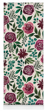 Load image into Gallery viewer, Deep Magenta Floral Eucalyptus Pattern - Yoga Mat