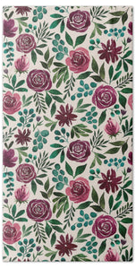 Deep Magenta Floral Eucalyptus Pattern - Beach Towel