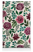 Load image into Gallery viewer, Deep Magenta Floral Eucalyptus Pattern - Yoga Mat