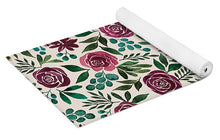 Load image into Gallery viewer, Deep Magenta Floral Eucalyptus Pattern - Yoga Mat
