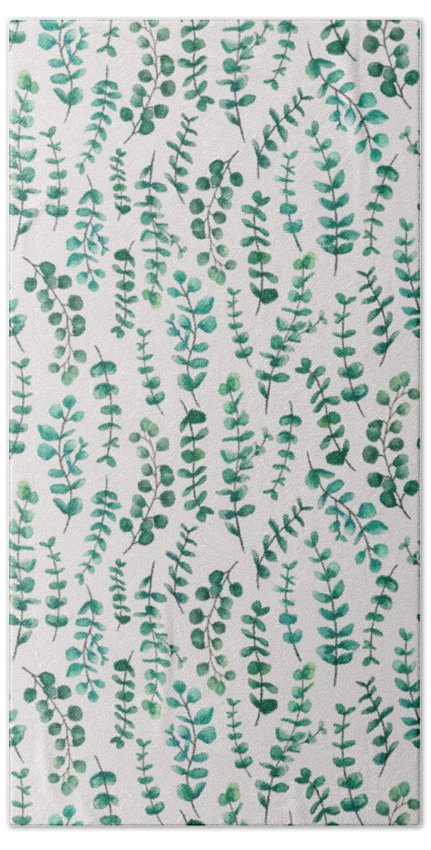 Eucalyptus Watercolor Pattern - Beach Towel