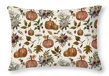 Load image into Gallery viewer, Fall Pumpkins, Flowers and Leaves - Throw Pillow