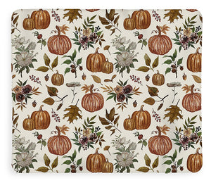 Fall Pumpkins, Flowers and Leaves - Blanket