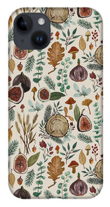 Figs, Mushrooms and Leaves Pattern - Phone Case