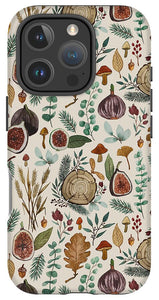 Figs, Mushrooms and Leaves Pattern - Phone Case