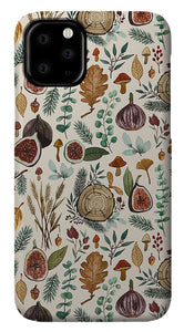 Figs, Mushrooms and Leaves Pattern - Phone Case
