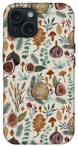 Figs, Mushrooms and Leaves Pattern - Phone Case