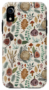 Figs, Mushrooms and Leaves Pattern - Phone Case