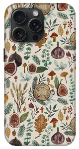 Figs, Mushrooms and Leaves Pattern - Phone Case