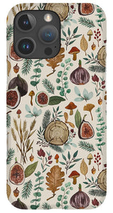 Figs, Mushrooms and Leaves Pattern - Phone Case