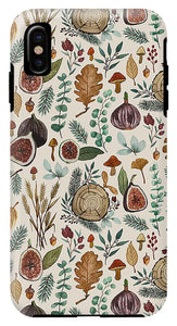 Figs, Mushrooms and Leaves Pattern - Phone Case