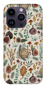 Figs, Mushrooms and Leaves Pattern - Phone Case